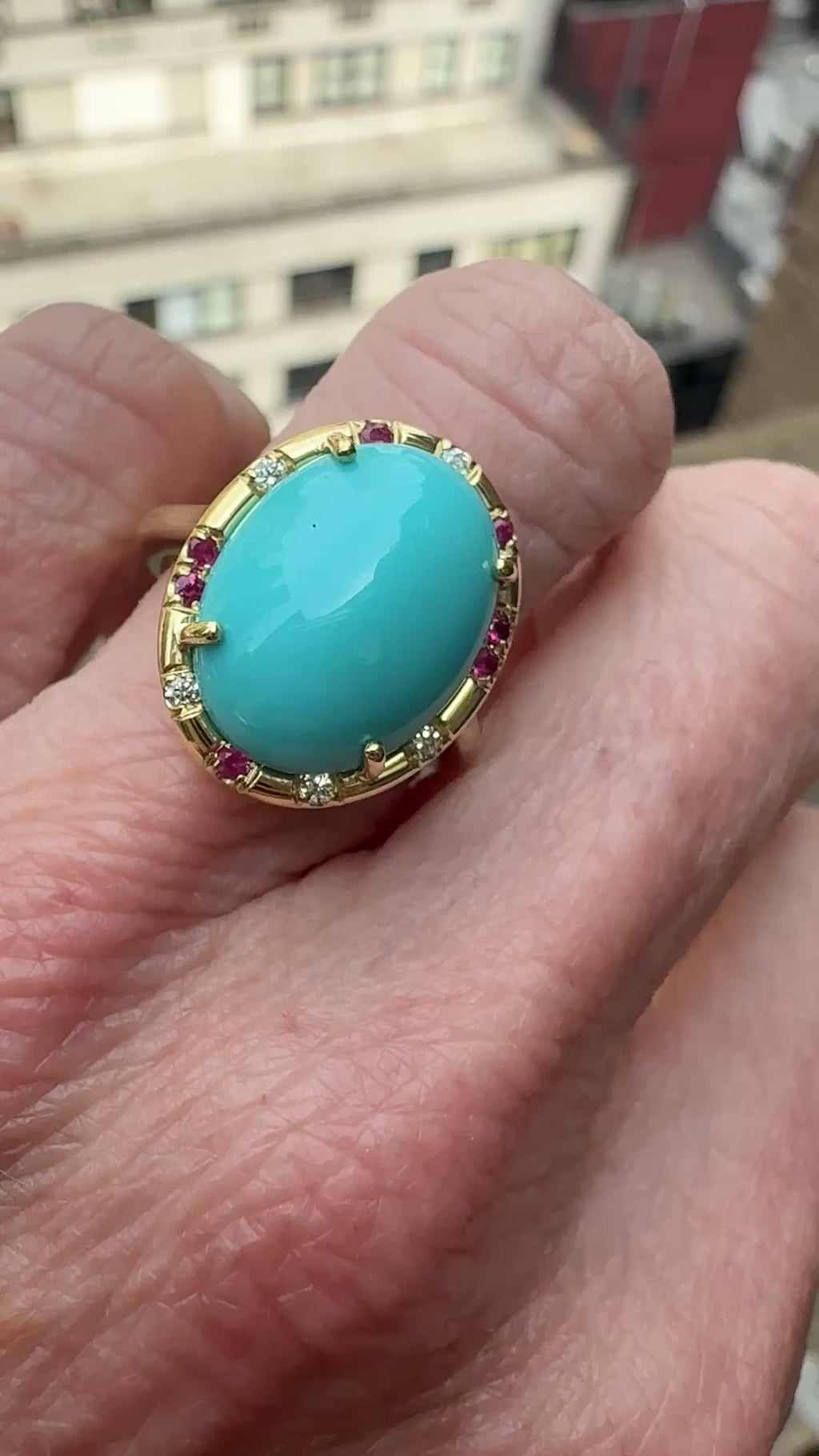 Sleeping Beauty and Turquoise and Ruby Sprinkle Ring