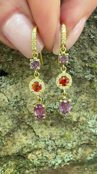 Pink and Orange Sapphire Gemma Earrings