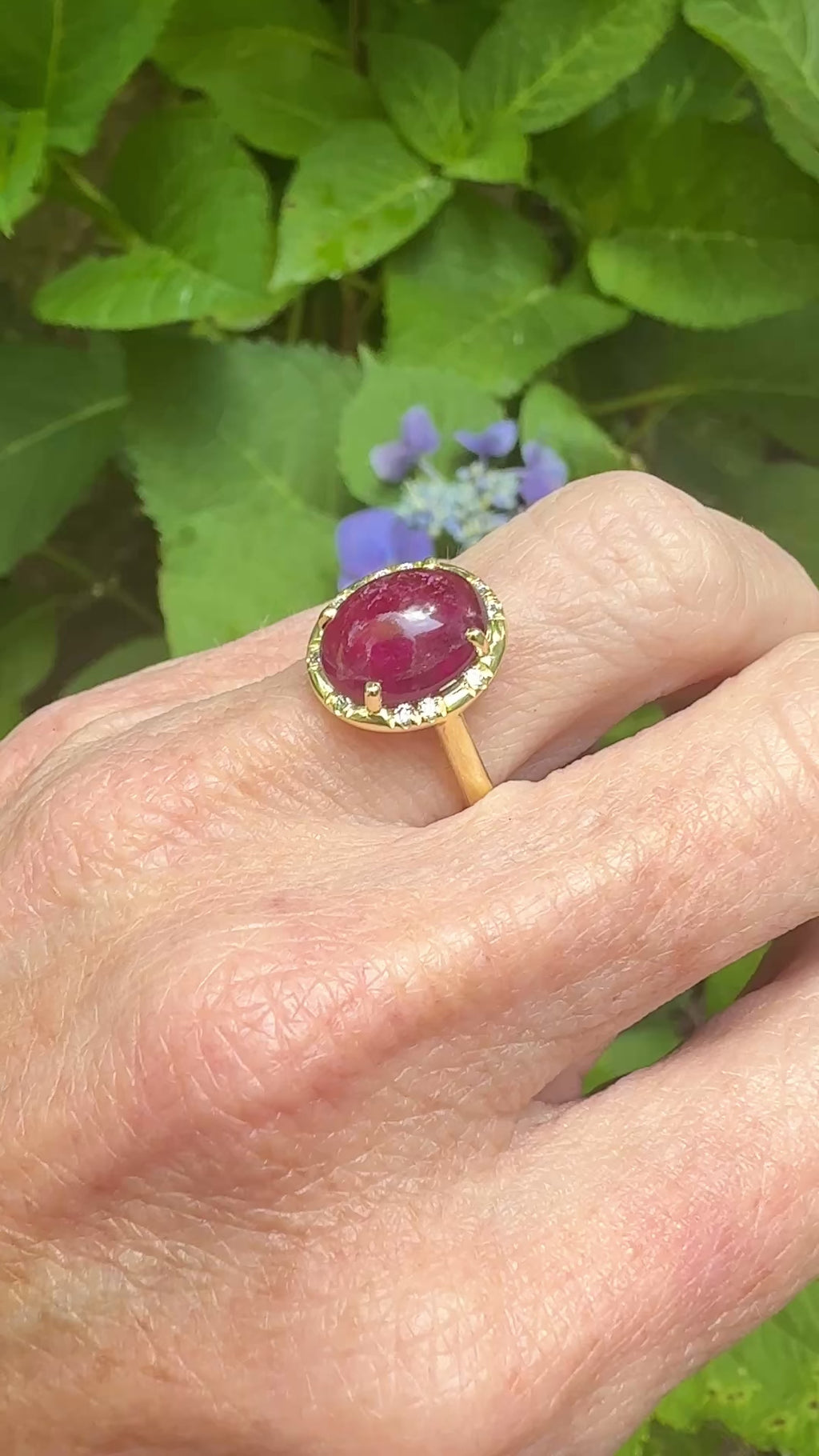 Oval Rubellite Sprinkle Ring