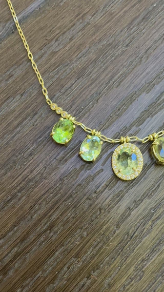 Oval Green Tourmaline Fringe Necklace