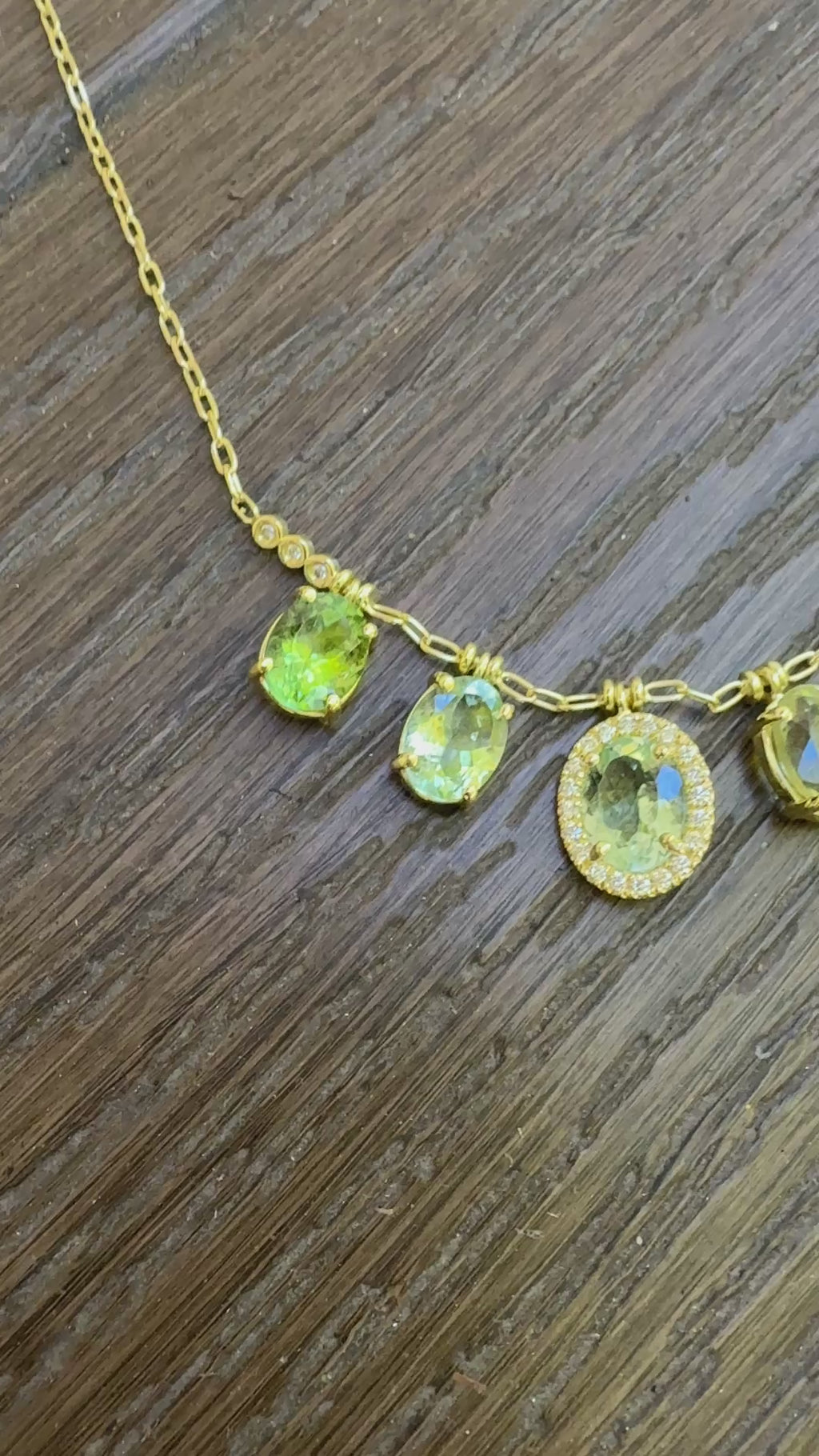 Oval Green Tourmaline Fringe Necklace