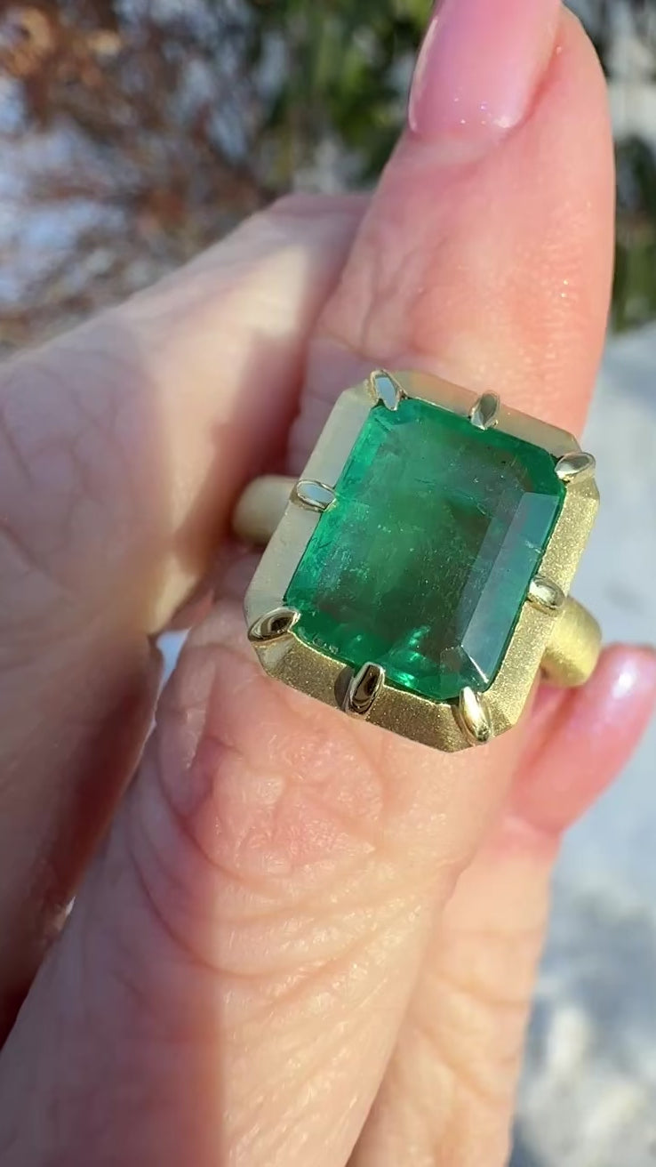 Emerald Cut Emerald Griffen Ring