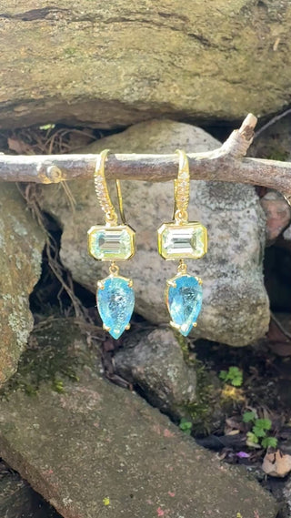 Emerald Cut and Pear Shape Aquamarine Joyce Earrings