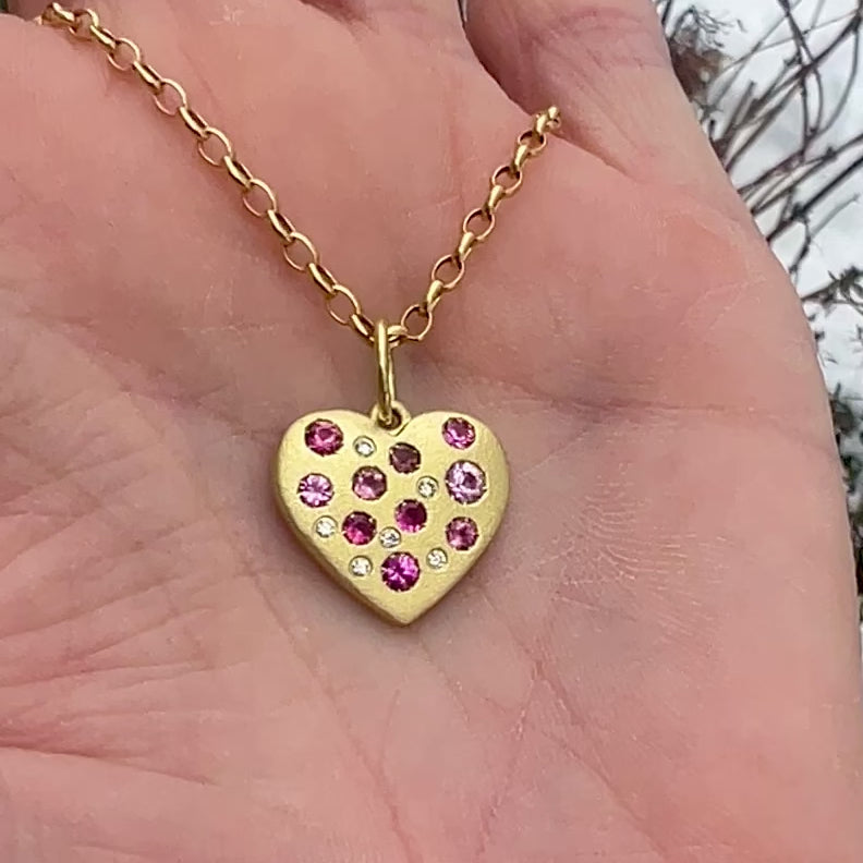 Pink Sapphire and Tourmaline Giselle Breast Cancer Heart – Lauren