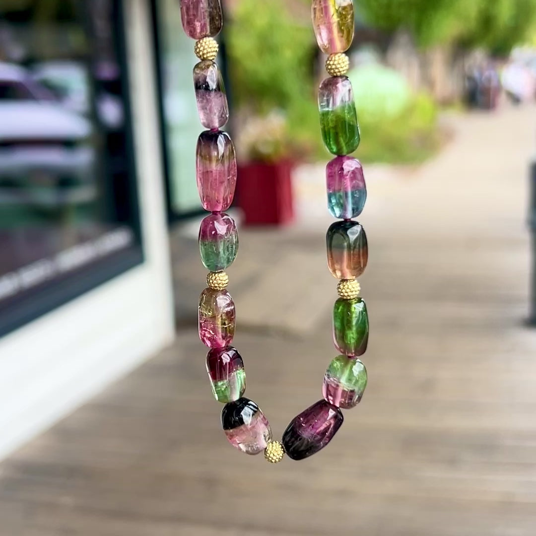 33 Ct store Natural Watermelon Tourmaline Smooth Slice 8 Inch Beads, Untreated Pink Green Multi Tourmaline Necklace Jewellery