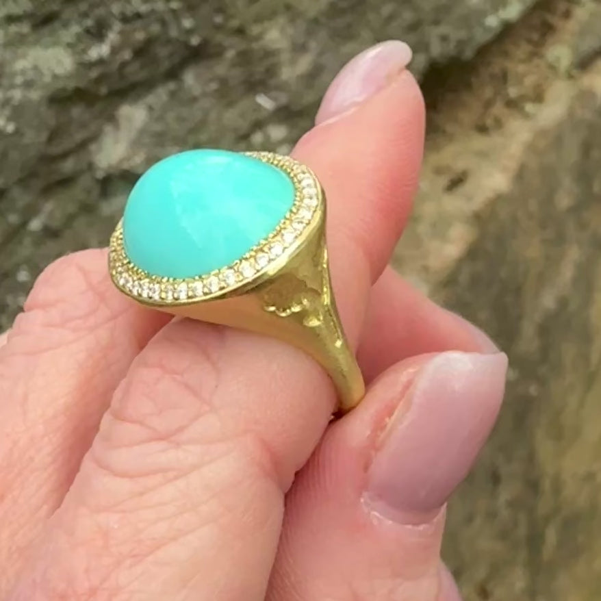 Sleeping Beauty Turquoise Flower Impression Ring