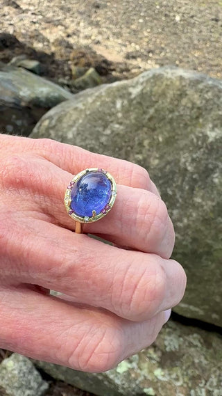 Cabochon Tanzanite and Pink Sapphire Sprinkle RIng