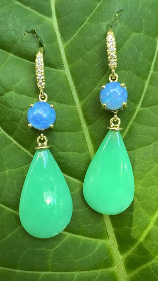 Boulder Opal & Chrysoprase Briolette Joyce Earrings