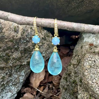 Boulder Opal and Aquamarine Briolette Joyce Earrings