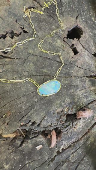 Boulder Opal and Blue Sapphire Sprinkle Necklace