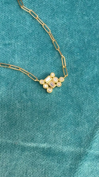 Baguette and Round Diamond Bubble Bea Necklace