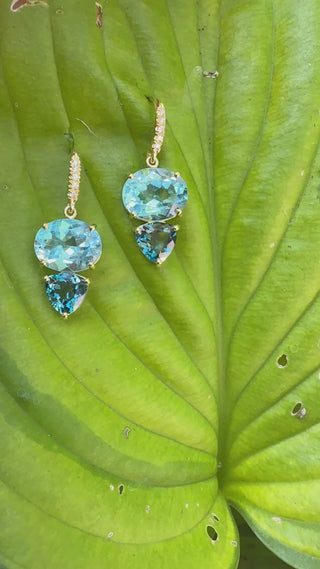 Oval and Trillion Blue Topaz Two Stone Joyce Earrings