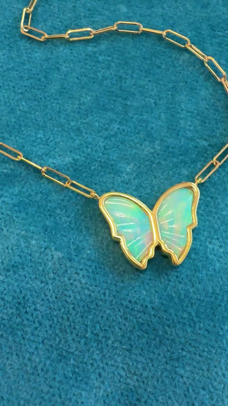 Carved Butter Opal Bea Necklace