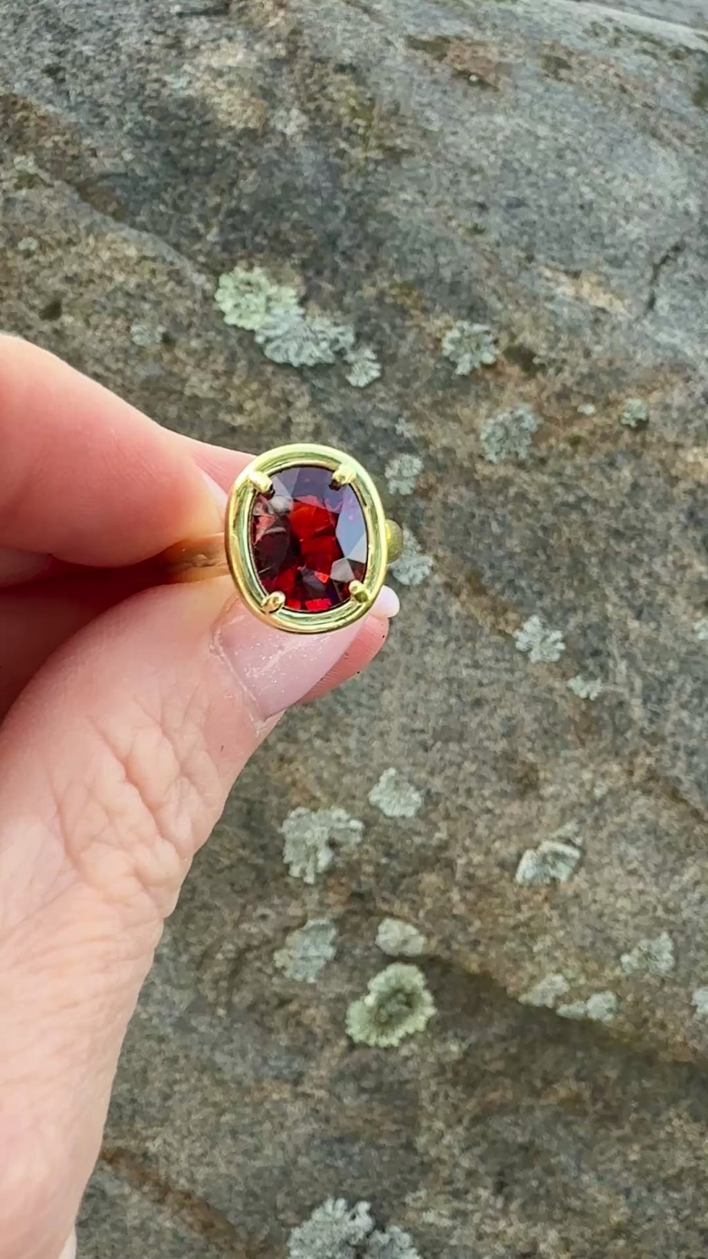 Cushion Cut Spessartite Garnet Kindle Ring