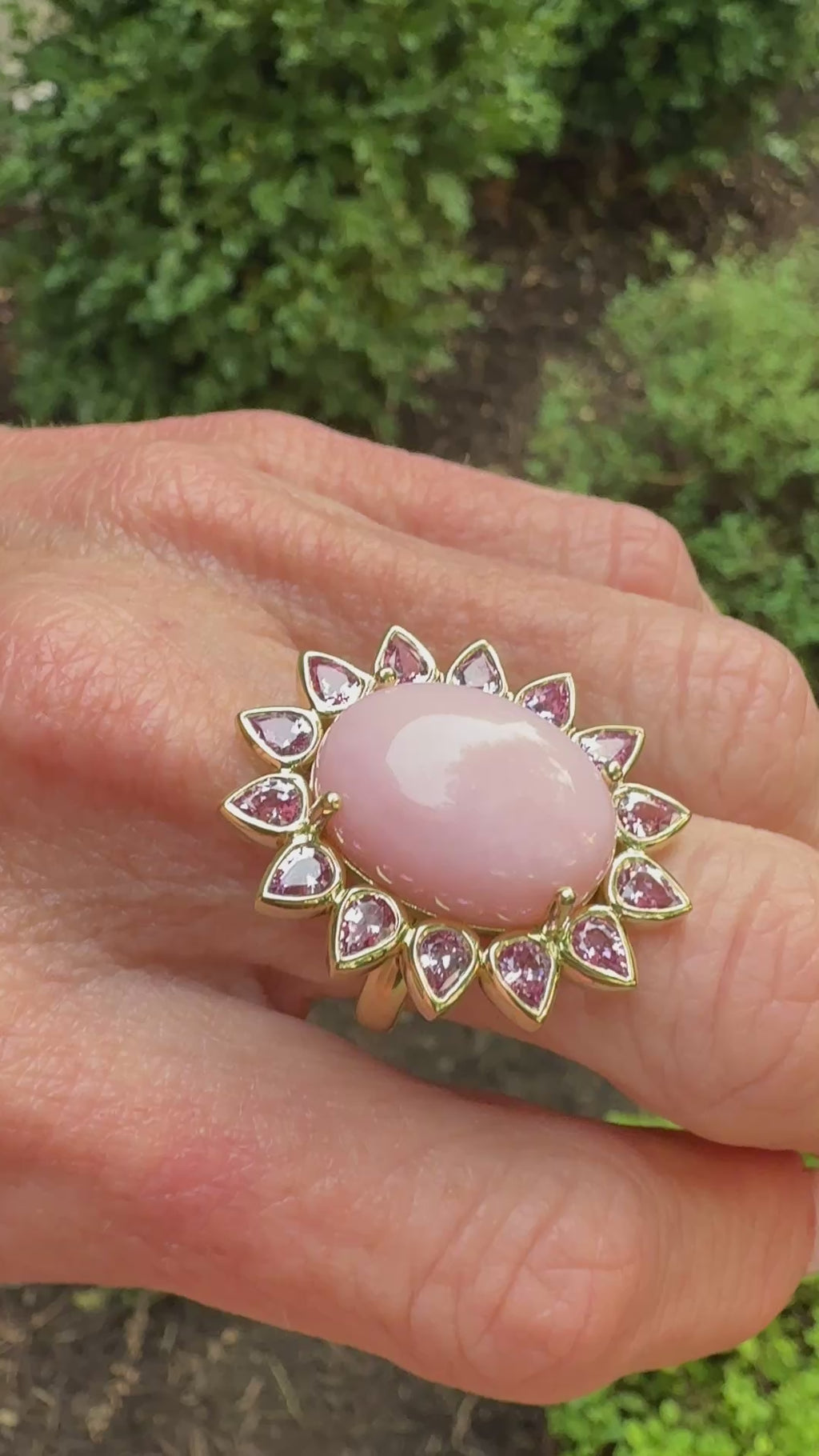 Pink Opal and Pink Sapphire Blossom Ring