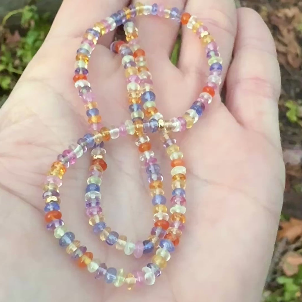 18" Smooth Multicolored Sapphire Beaded Necklace