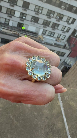 Cabochon Aquamarine Blossom Ring