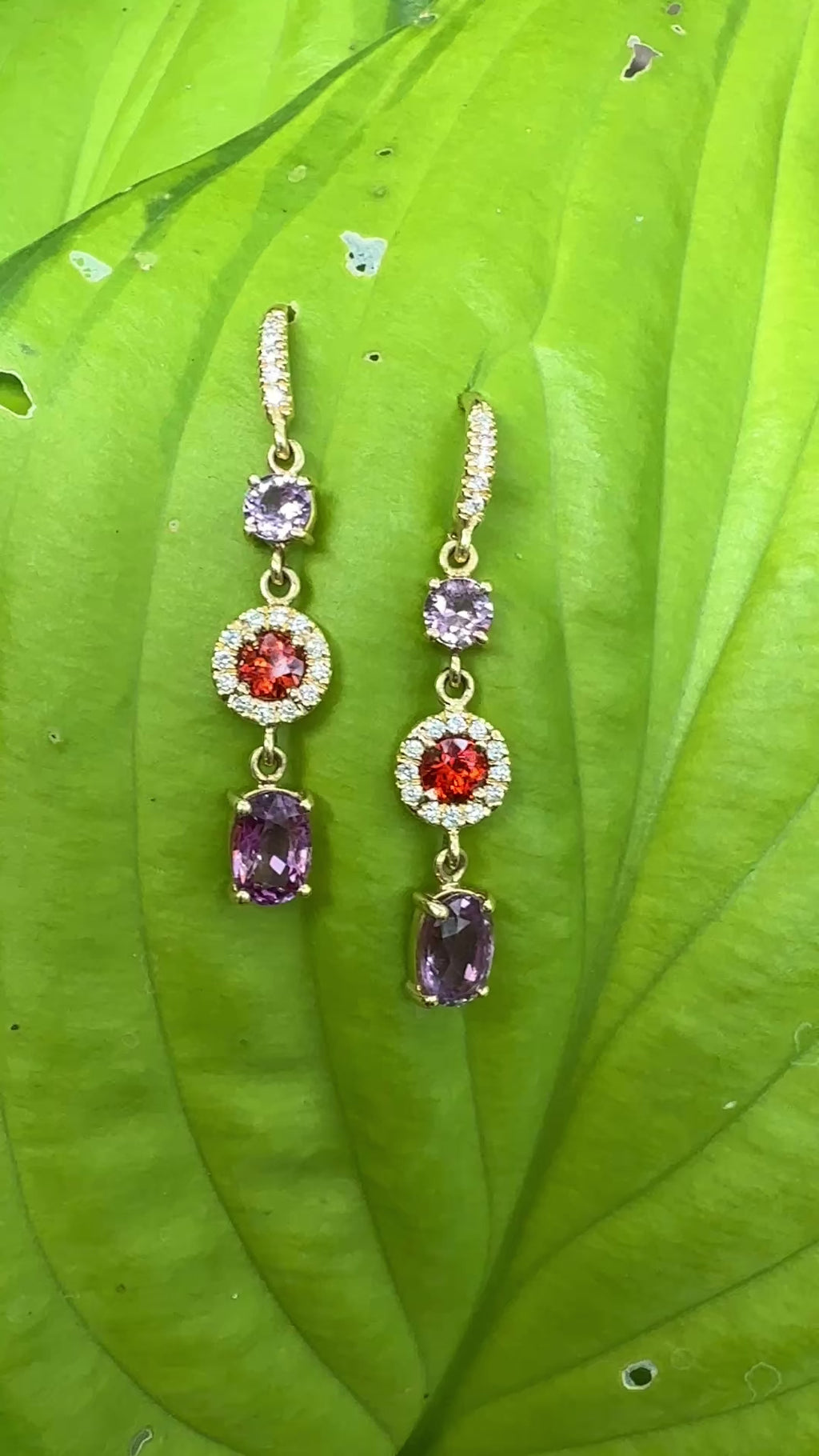 Pink and Orange Sapphire Gemma Earrings