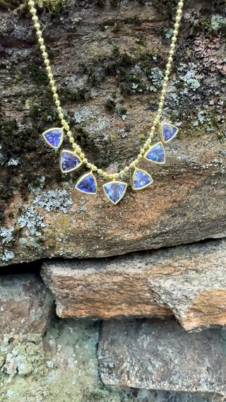 Trillion Shaped Tanzanite Bali Necklace