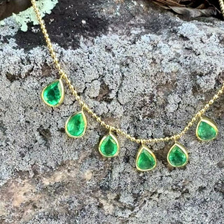 Pear Shaped Emerald Bali Necklace