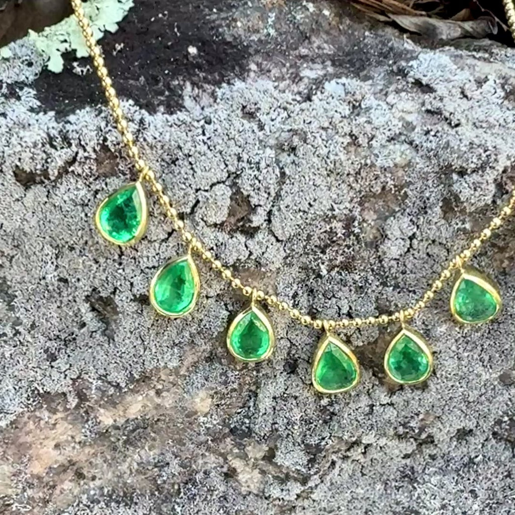 Pear Shaped Emerald Bali Necklace