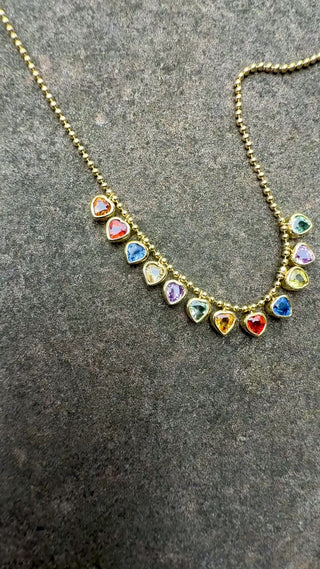 Rainbow Sapphire Heart Bali Necklace