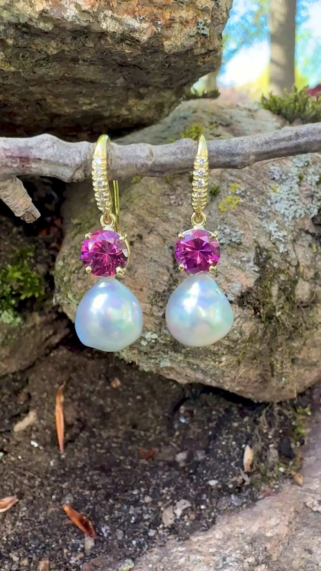 Round Garnet and Akoya Pearl Joyce Earrings