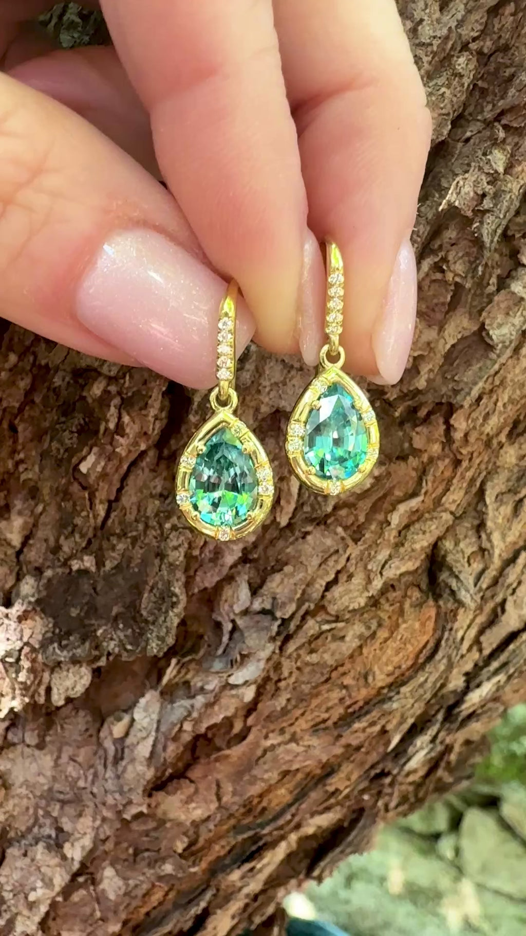 Pear Shaped Blue Zircon Sprinkle Earrings