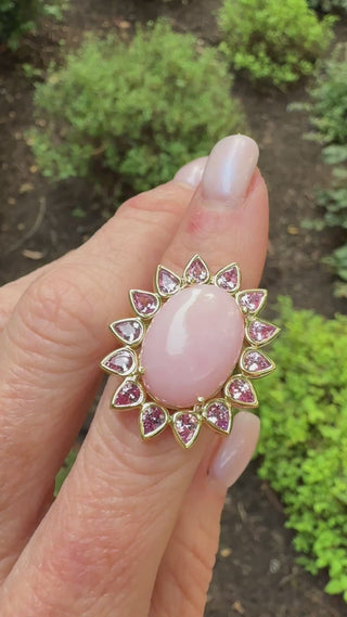 Pink Opal and Pink Sapphire Blossom Ring