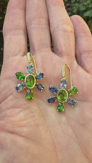 Blue Sapphire and Tsavorite Paloma Earrings