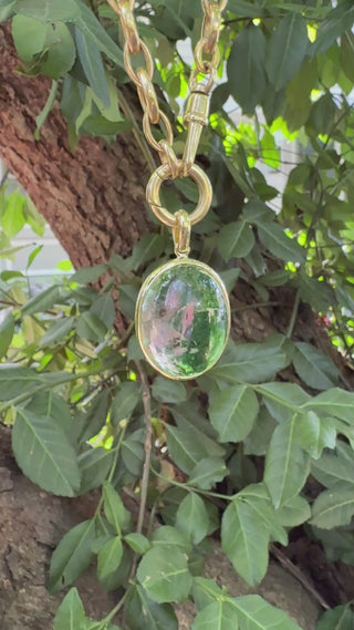 Oval Cabochon Watermelon Tourmaline Indie Pendant