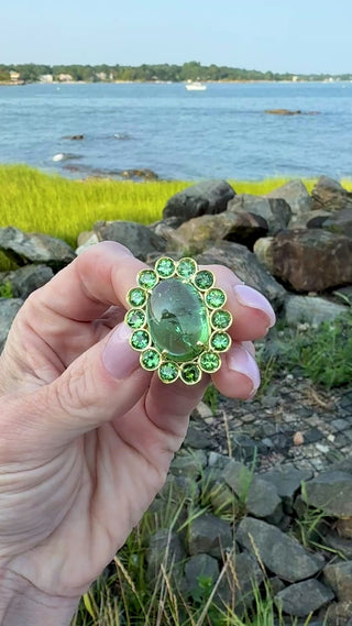Cabochon Green Tourmaline Blossom Ring