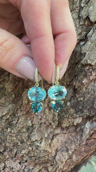Oval and Trillion Blue Topaz Two Stone Joyce Earrings