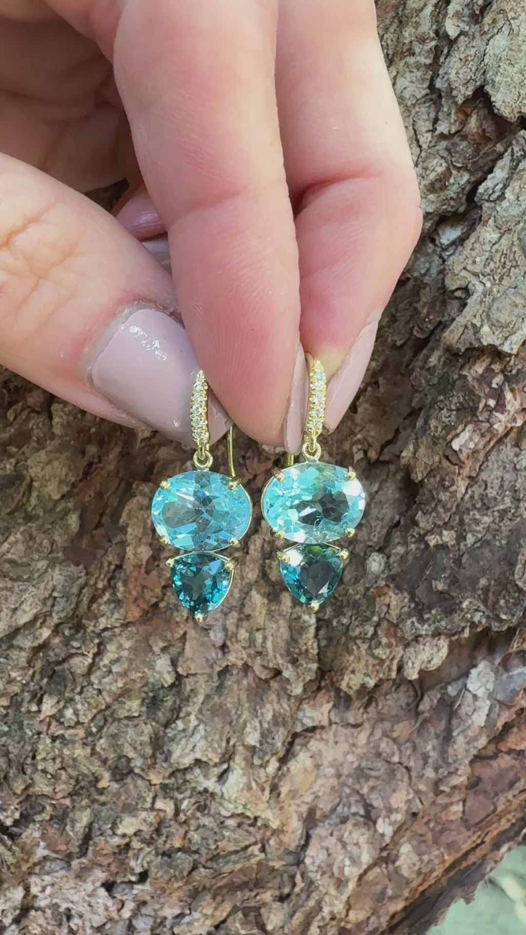 Oval and Trillion Blue Topaz Two Stone Joyce Earrings