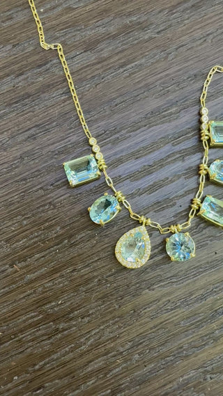Mixed Shape Aquamarine Fringe Necklace