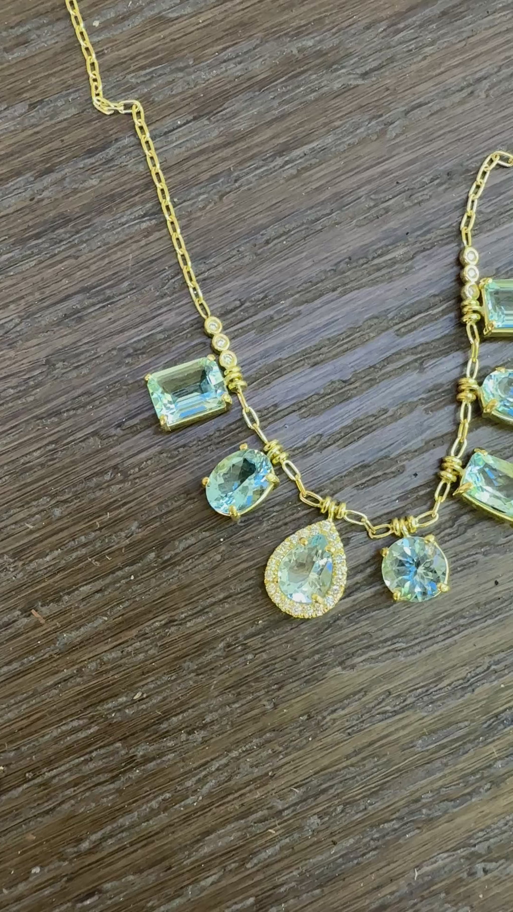 Mixed Shape Aquamarine Fringe Necklace