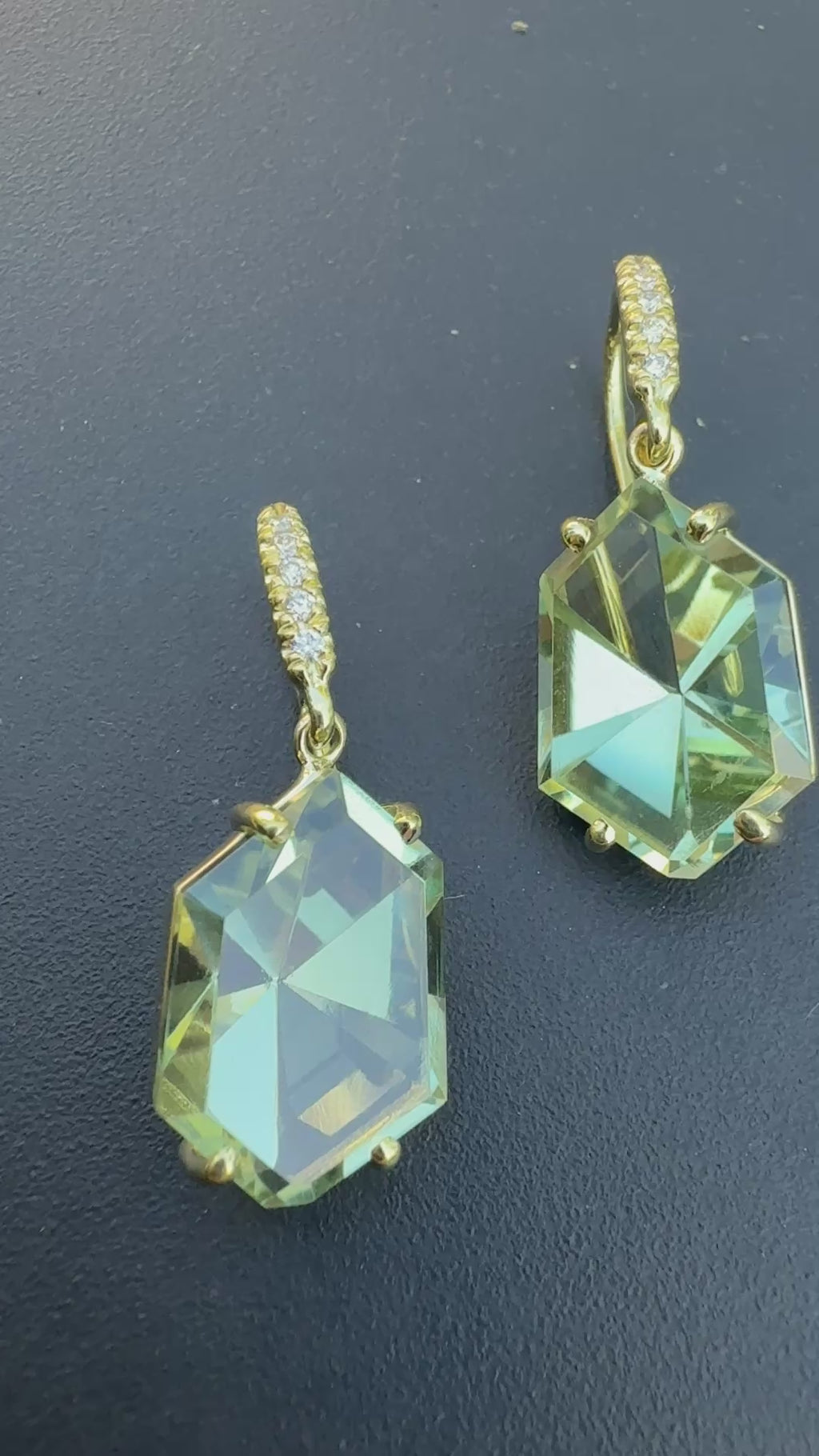 Mirror Cut Green Amethyst Joyce Earrings