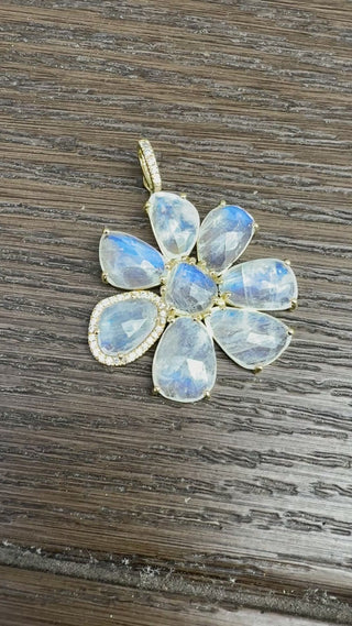 Rainbow Moonstone Gemma Flower Pendant