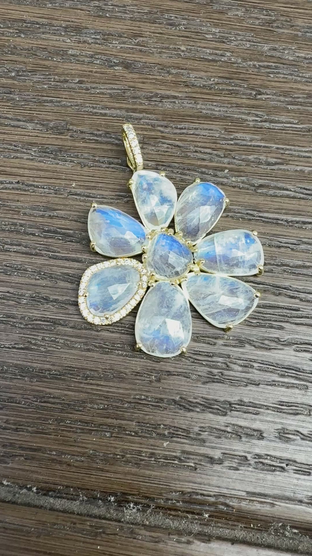 Rainbow Moonstone Gemma Flower Pendant