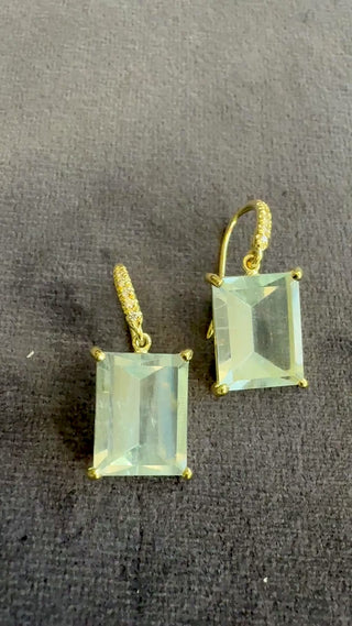Rectangular Mirror Cut Aquamarine Joyce Earrings