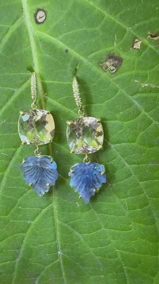 Morganite and Carved Tanzanite Leaf Joyce Earrings