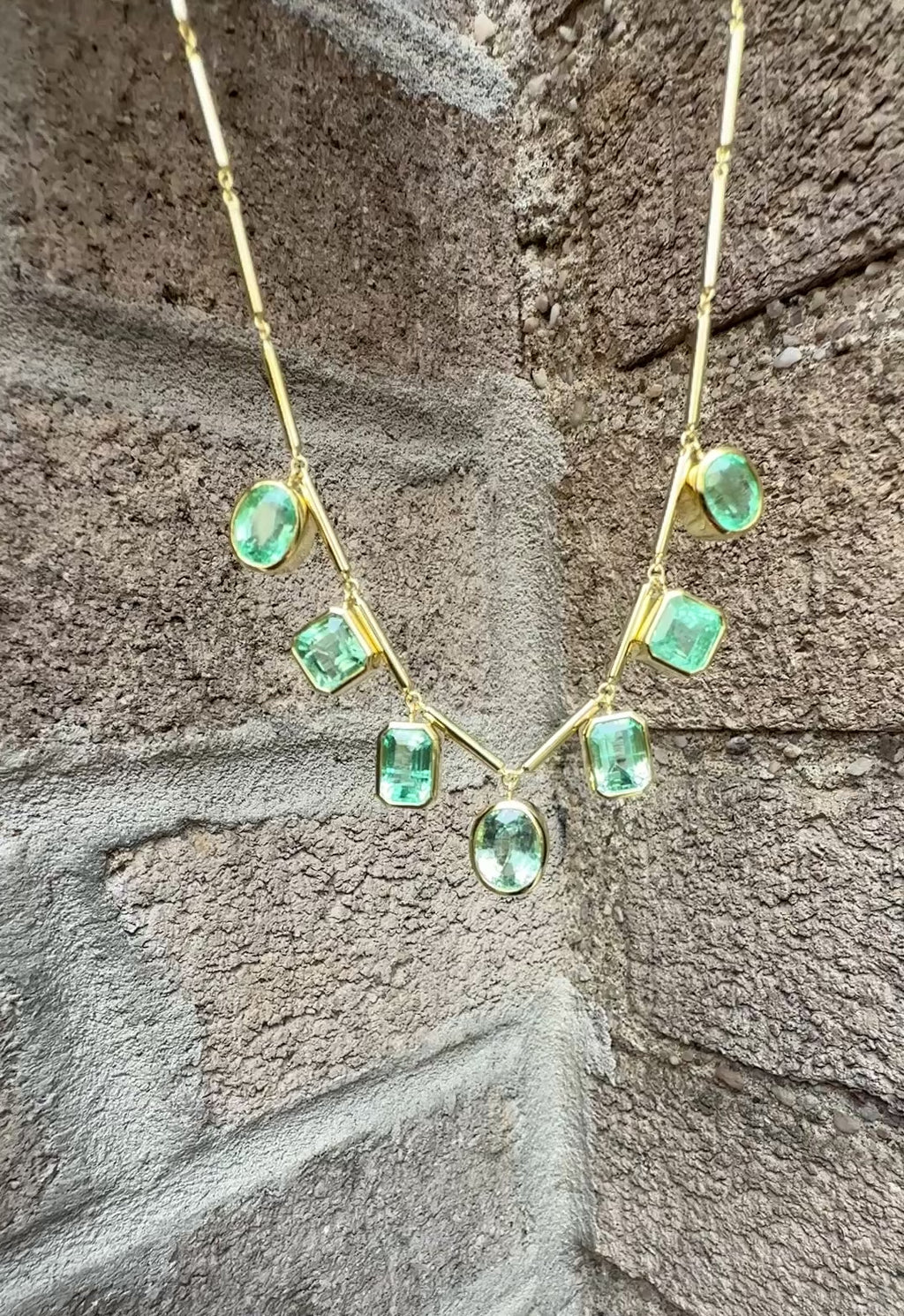 Mutlishape Emerald Cascade Necklace