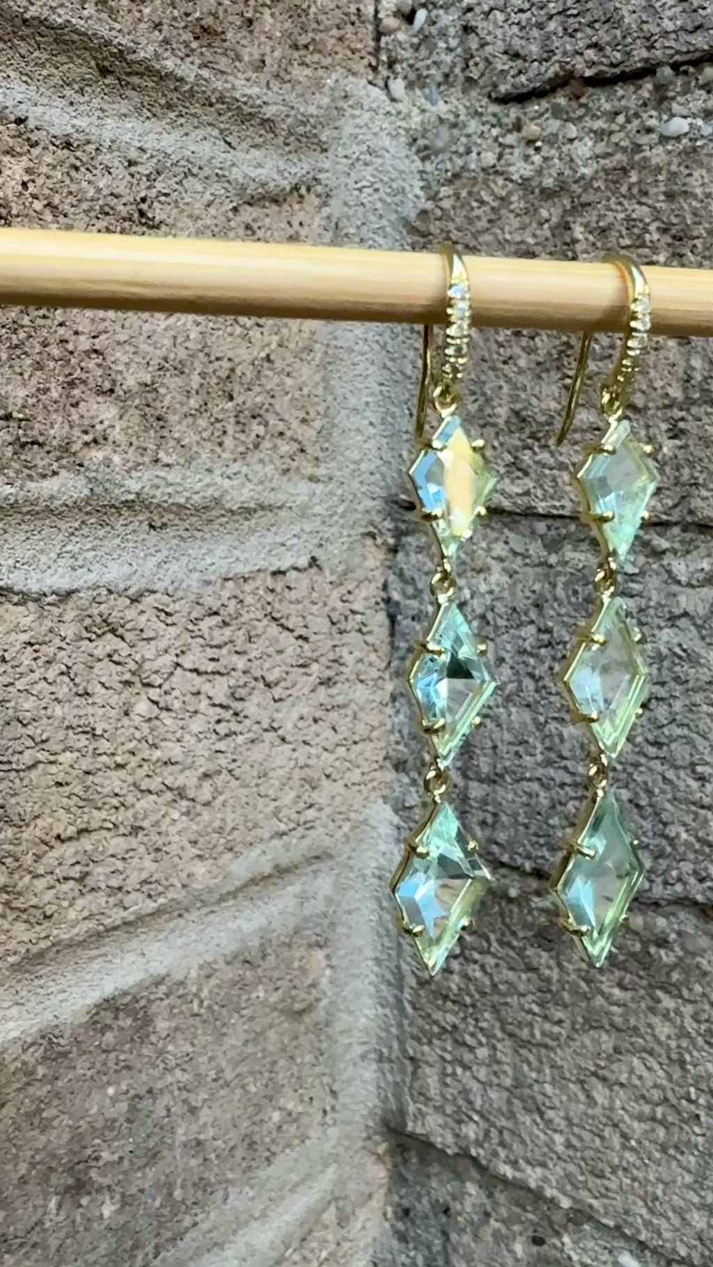 Kite Shaped Mirror Cut Aquamarine Three Stone Joyce Earrings