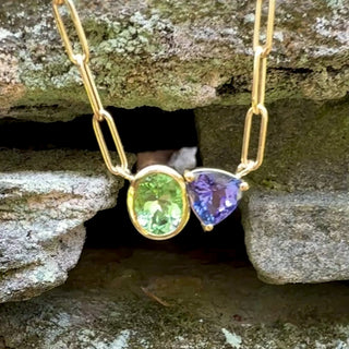 Green Tourmaline and Tanzanite Duet Necklace
