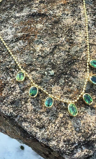 Oval Green Tourmaline Bali Necklace