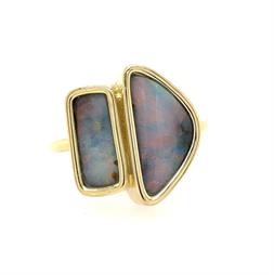 Bezel Set Boulder Opal Duet Ring