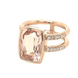 Cushion Shaped Morganite Roman Ring