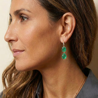 Rose Cut Emerald Hi-Lo Joyce Earrings