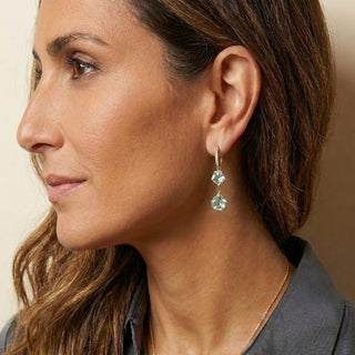 Geometric Shaped Mirror Cut Aquamarine Two Stone Joyce Earrings