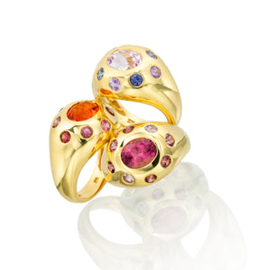 Pink Tourmaline, Spinel, and Tourmaline Aura Ring